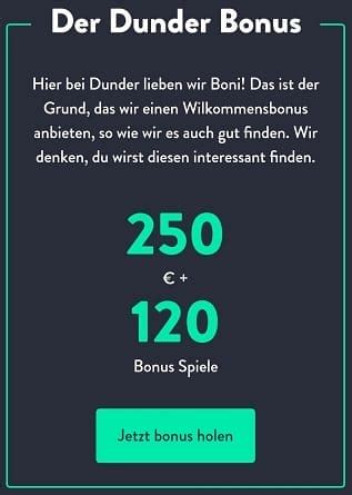 Dunder Casino Erfahrungen: 20 Freispiele ohne .